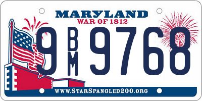 MD license plate 9BM9768