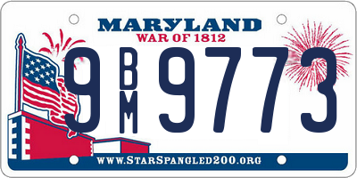 MD license plate 9BM9773