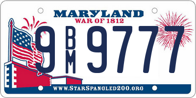 MD license plate 9BM9777