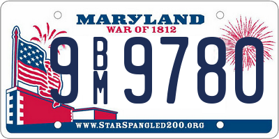 MD license plate 9BM9780