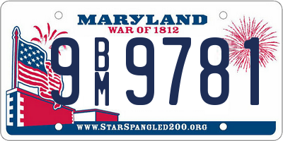 MD license plate 9BM9781