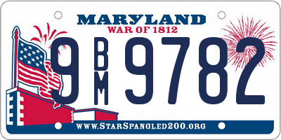 MD license plate 9BM9782