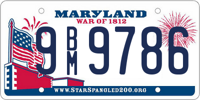 MD license plate 9BM9786