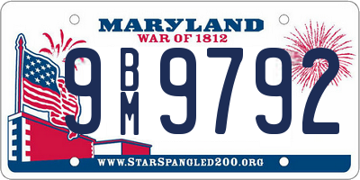 MD license plate 9BM9792