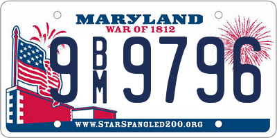 MD license plate 9BM9796