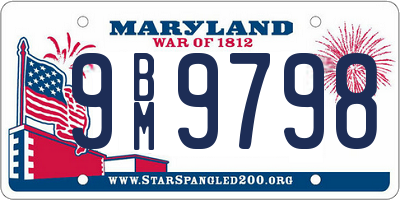 MD license plate 9BM9798