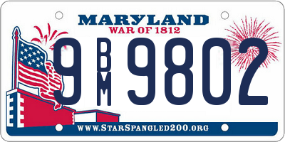 MD license plate 9BM9802