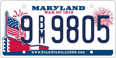 MD license plate 9BM9805