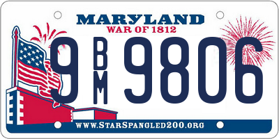 MD license plate 9BM9806
