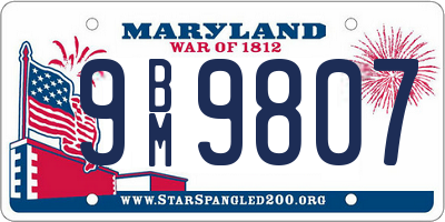 MD license plate 9BM9807