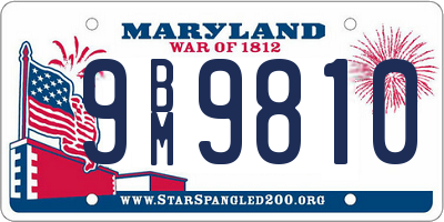 MD license plate 9BM9810