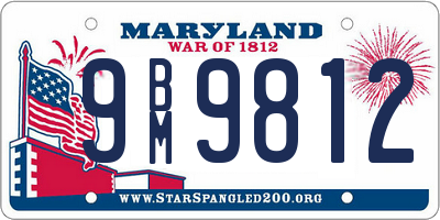 MD license plate 9BM9812