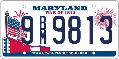 MD license plate 9BM9813