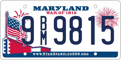 MD license plate 9BM9815