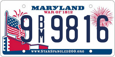 MD license plate 9BM9816