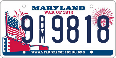 MD license plate 9BM9818