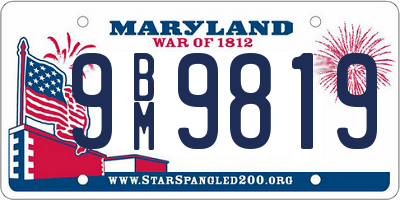 MD license plate 9BM9819