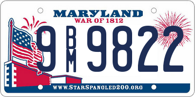 MD license plate 9BM9822