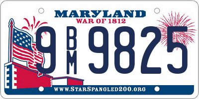 MD license plate 9BM9825