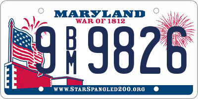 MD license plate 9BM9826