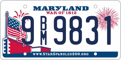 MD license plate 9BM9831