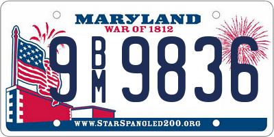 MD license plate 9BM9836