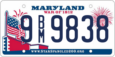 MD license plate 9BM9838