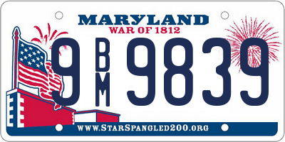 MD license plate 9BM9839