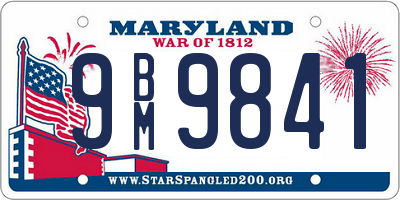 MD license plate 9BM9841