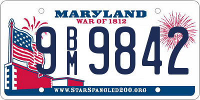 MD license plate 9BM9842