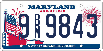 MD license plate 9BM9843