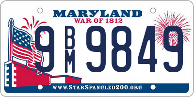 MD license plate 9BM9849