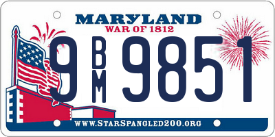 MD license plate 9BM9851