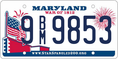 MD license plate 9BM9853