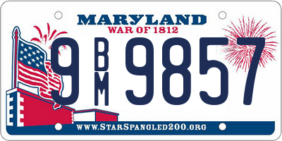 MD license plate 9BM9857