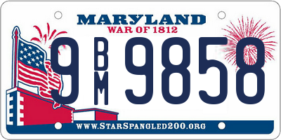 MD license plate 9BM9858