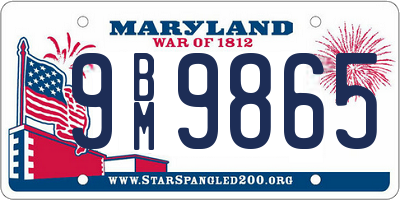 MD license plate 9BM9865