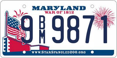 MD license plate 9BM9871