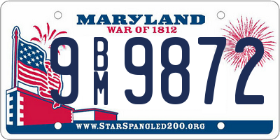 MD license plate 9BM9872