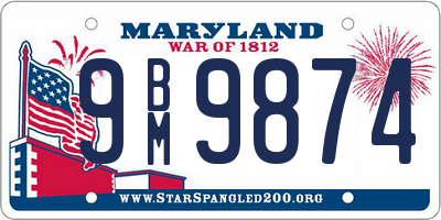 MD license plate 9BM9874