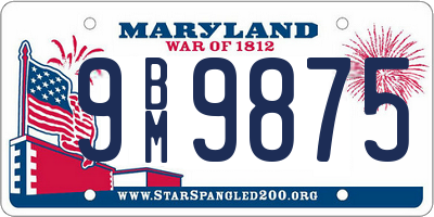 MD license plate 9BM9875