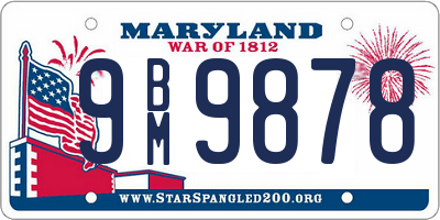 MD license plate 9BM9878