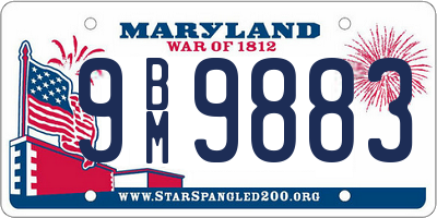 MD license plate 9BM9883