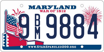 MD license plate 9BM9884