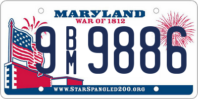 MD license plate 9BM9886