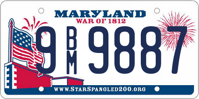 MD license plate 9BM9887