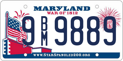 MD license plate 9BM9889