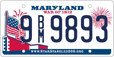 MD license plate 9BM9893