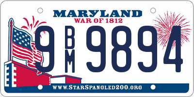 MD license plate 9BM9894