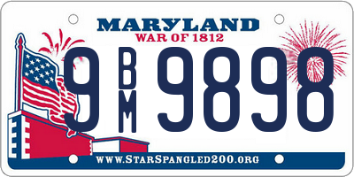 MD license plate 9BM9898